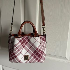 Maroon plaid Dooney & Bourke leather purse crossbody